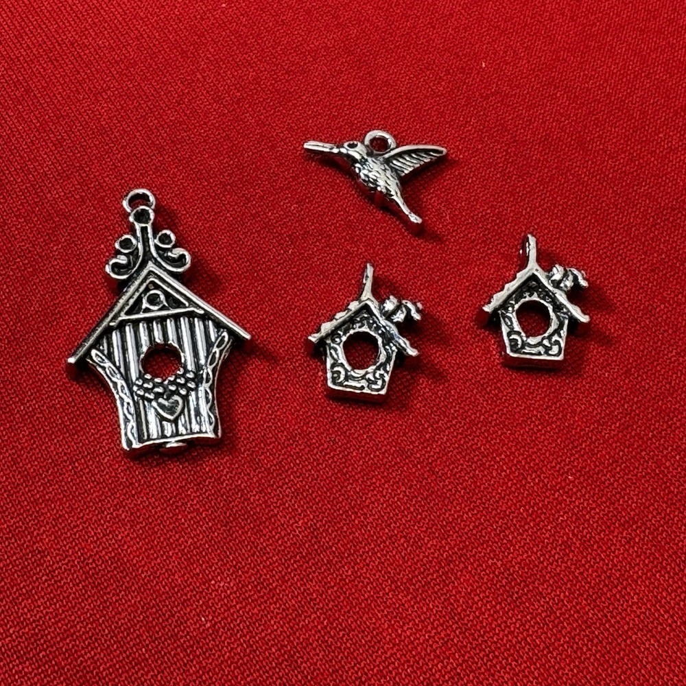 Lot Of 4 Silver Tone Bird Themed Charms